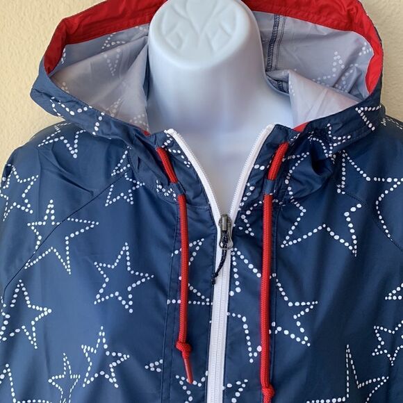 Eddie Bauer USA Windbreaker Coat America Stars Red white blue UPF 50 Anorak Dust - Picture 5 of 6